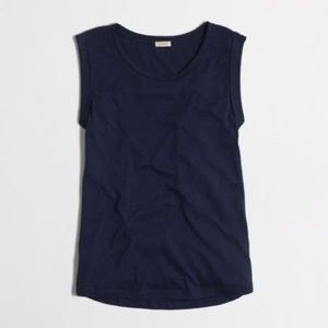 J Crew Drapey Rolled Sleeve Tank Top Navy Blue